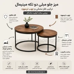 جلو مبلی مینیمال دو تکه فلز و ترموود کد 30306