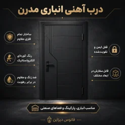 درب آهنی انباری مدرن | درب فلزی مقاوم و ضدزنگ | فانوس دیزاین