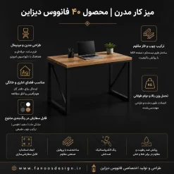 میز اداری چوب و فلز مینیمال کد 30412