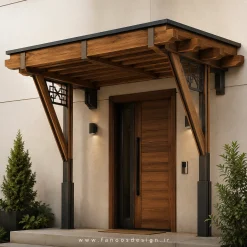 سایبان ورودی ساختمان چوبی - کد 30352