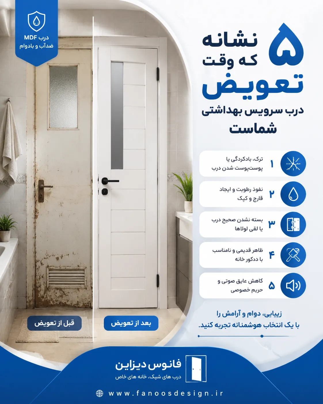 ۵ نشانه که وقت تعویض درب سرویس بهداشتی شماست 2 ۵ نشانه که وقت تعویض درب سرویس بهداشتی شماست
