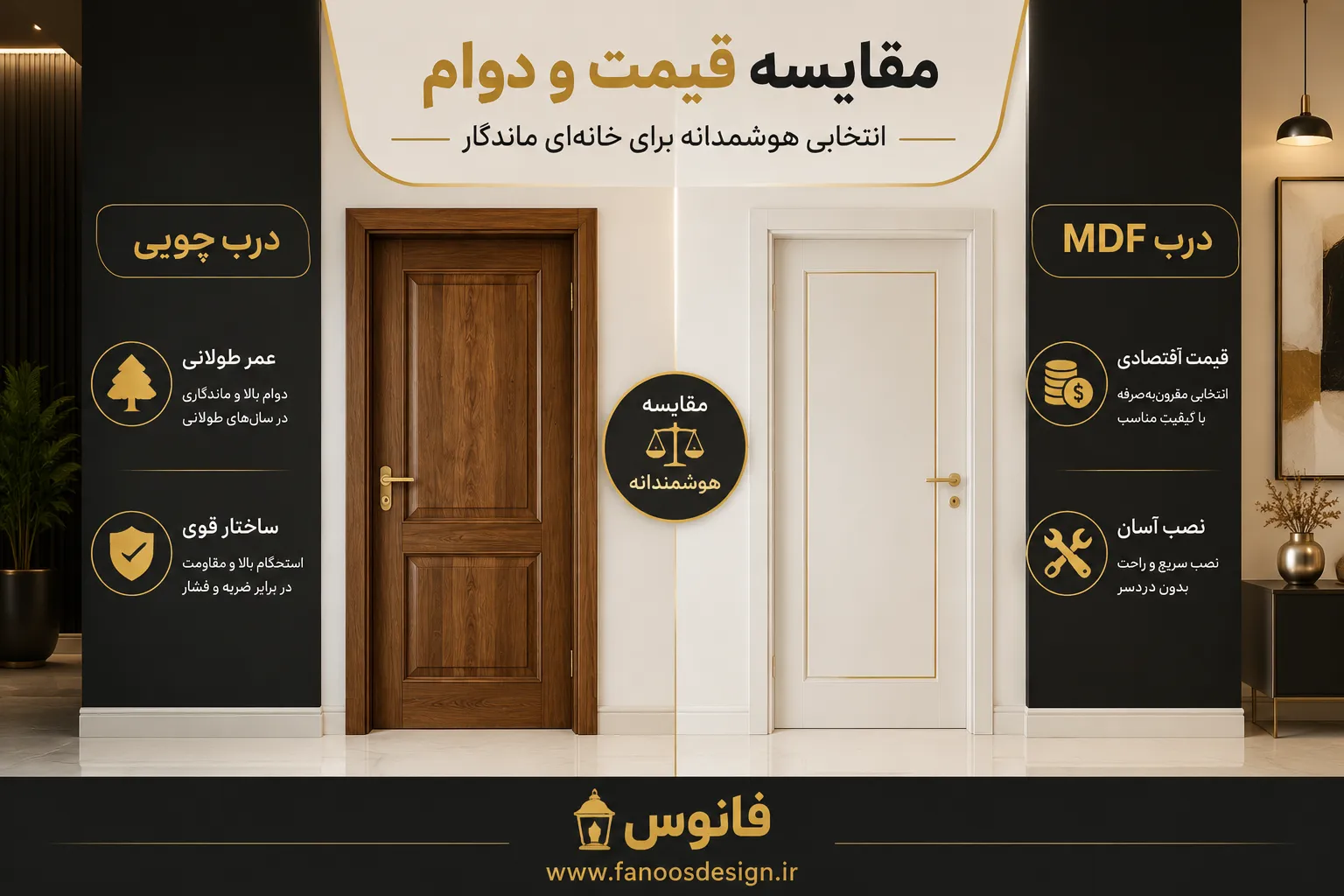 مقایسه درب چوبی و درب mdf
