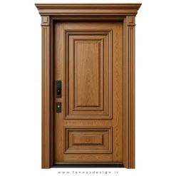 درب ضد سرقت کلاسیک با روکش چوب دو قاب سایز 200*220 کد 30514