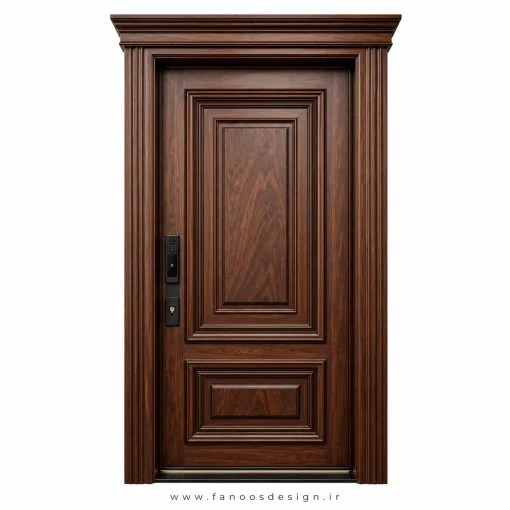 درب ضد سرقت کلاسیک با روکش چوب دو قاب سایز 200*220 کد 30514