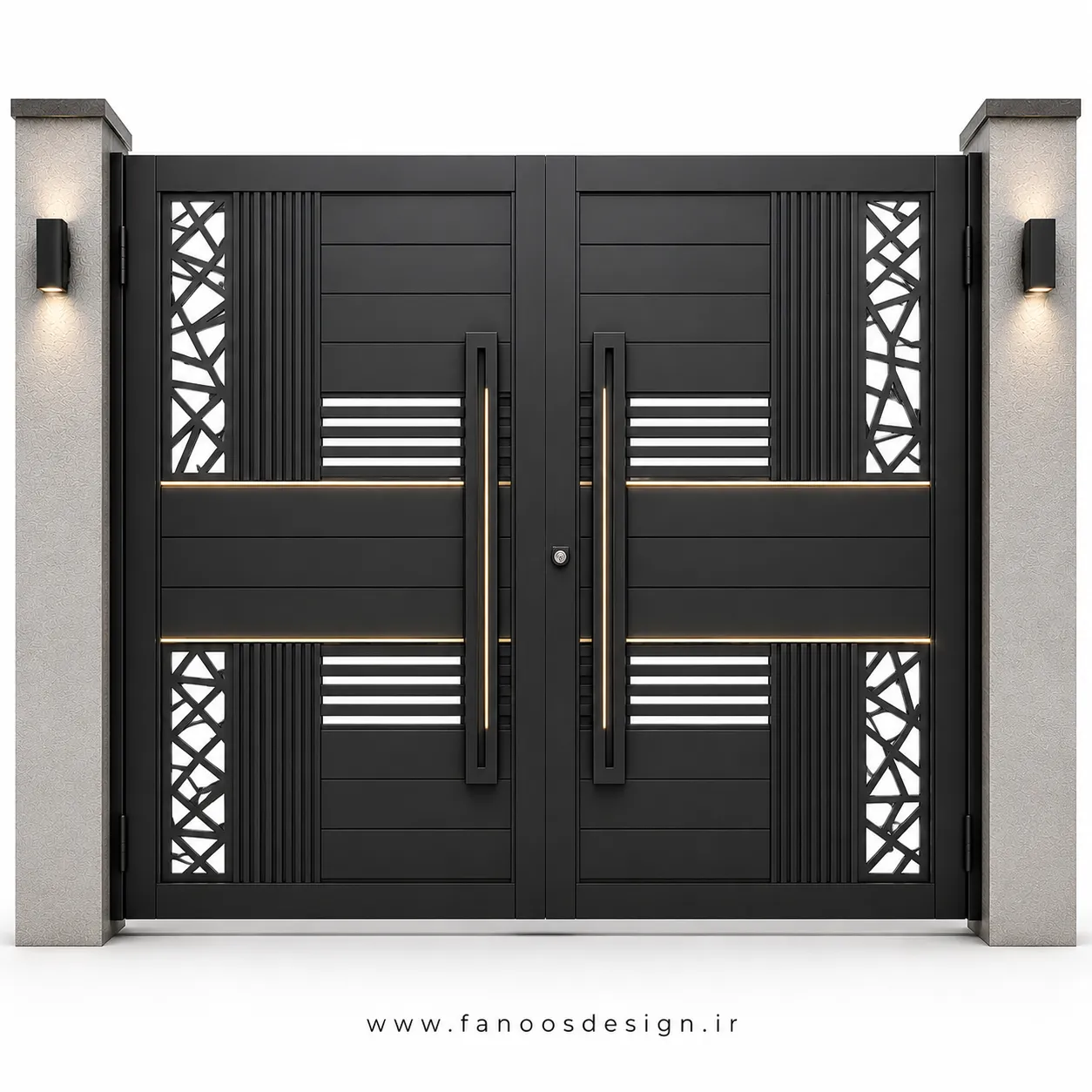 درب حیاطی فلزی ترکیبی مدرن لیزری و ساده سایز 220*300 با رنگ مشکی - کد 30529 1 درب حیاطی فلزی ترکیبی مدرن لیزری و ساده