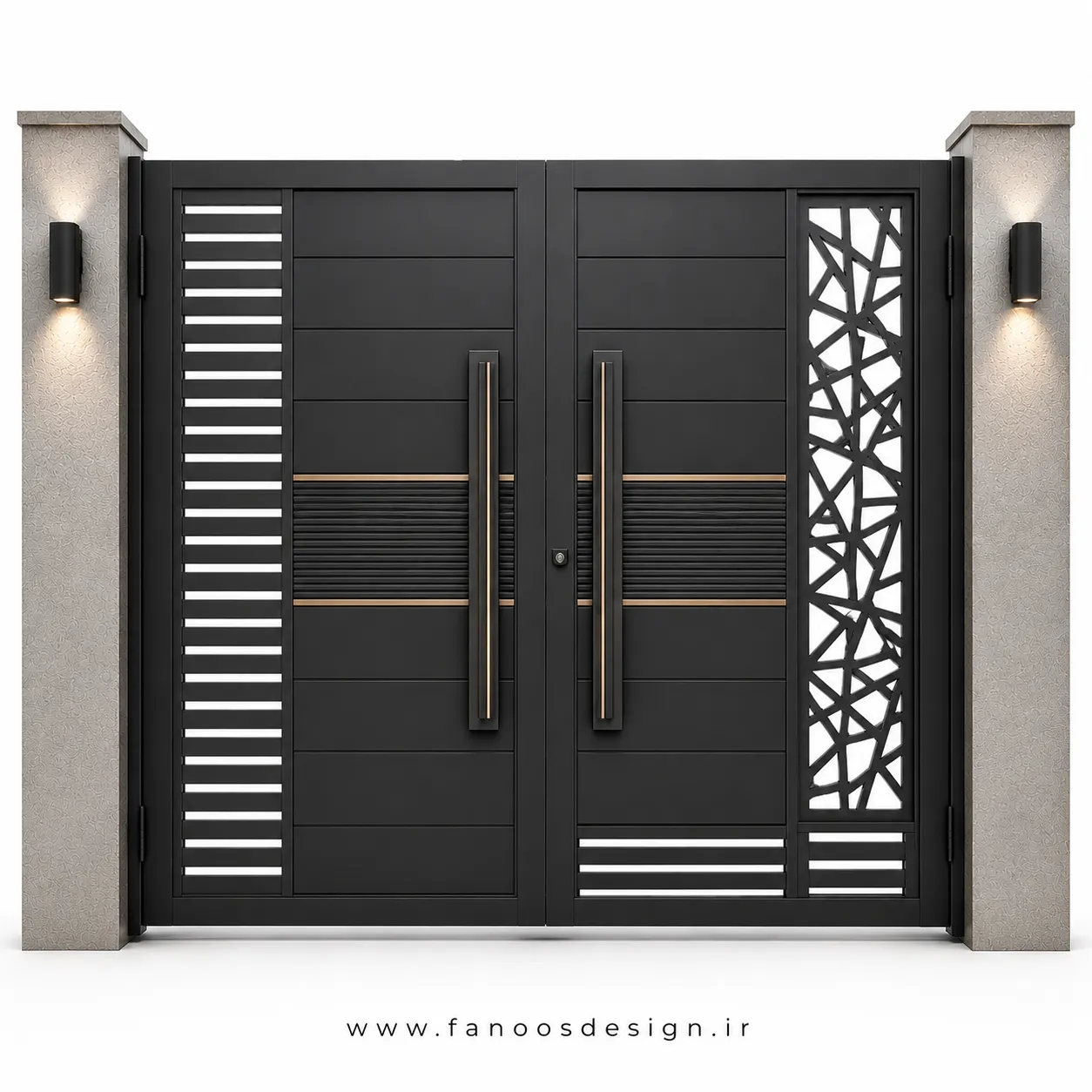 درب حیاطی فلزی مدرن طراحی CNC سایز 220*300 با رنگ مشکی - کد 30530 1 درب حیاطی فلزی طراحی جدید سی انسی
